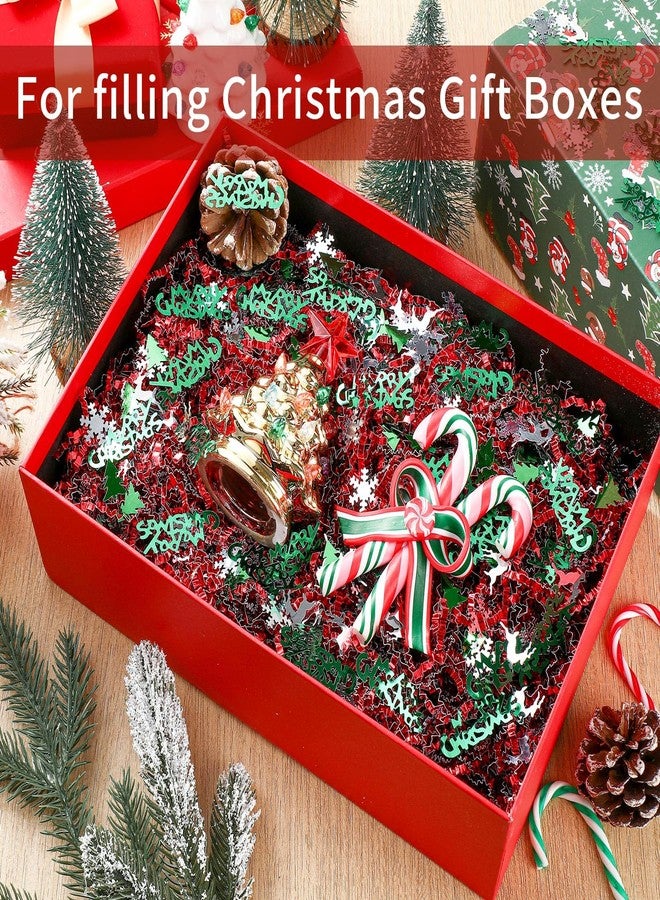 Knitgrip 2lb Christmas Basket Stuffers Metallic Red Green Crinkle Cut Paper Shred Filler Merry Christmas Tree Snowflake Elk Confetti Packaging Raffia Stuffers - Image 2